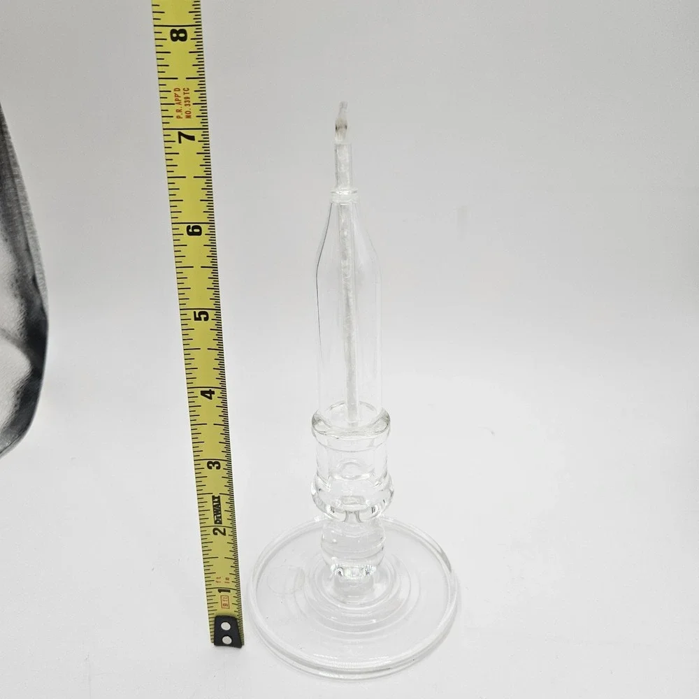 Vintage Clear Glass Drip Oil Candle Candlestick With Wick 7